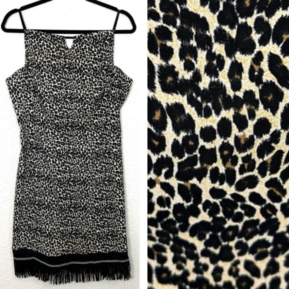 90’s Vintage Rampage Cheetah Print Fringe Sleeveless Dress Size 11